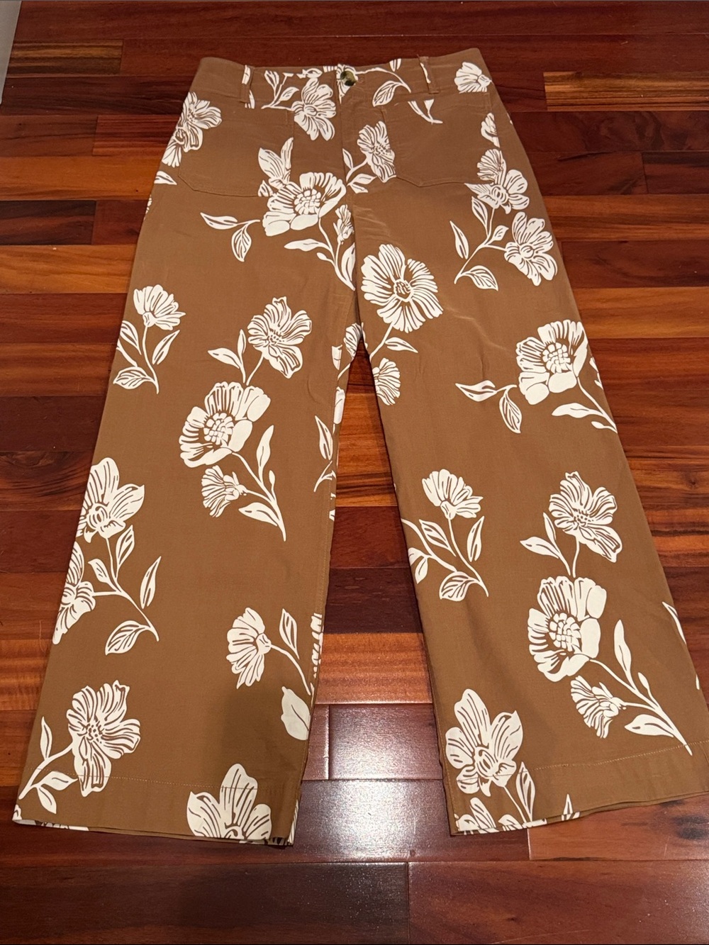 Maeve Brown Wide-Leg Floral Pants